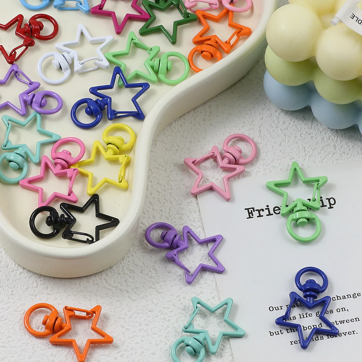 

3~9PCS Colourful Baking Paint Zinc Alloy Star Lobster Buckle Swivel Clasp For Making Keychain Pendant Jewelry DIY Accessories