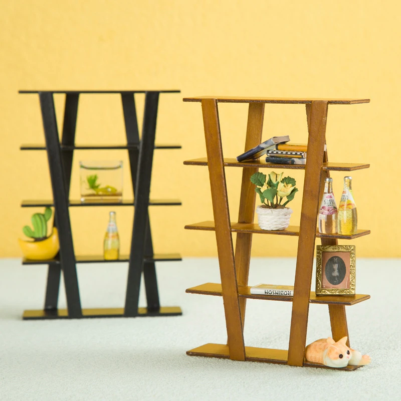 

1:12 Dollhouse Miniature Potted Plants Beverage Display Storage Shelf Locker Storage Rack Furniture Decor Doll House Accessories