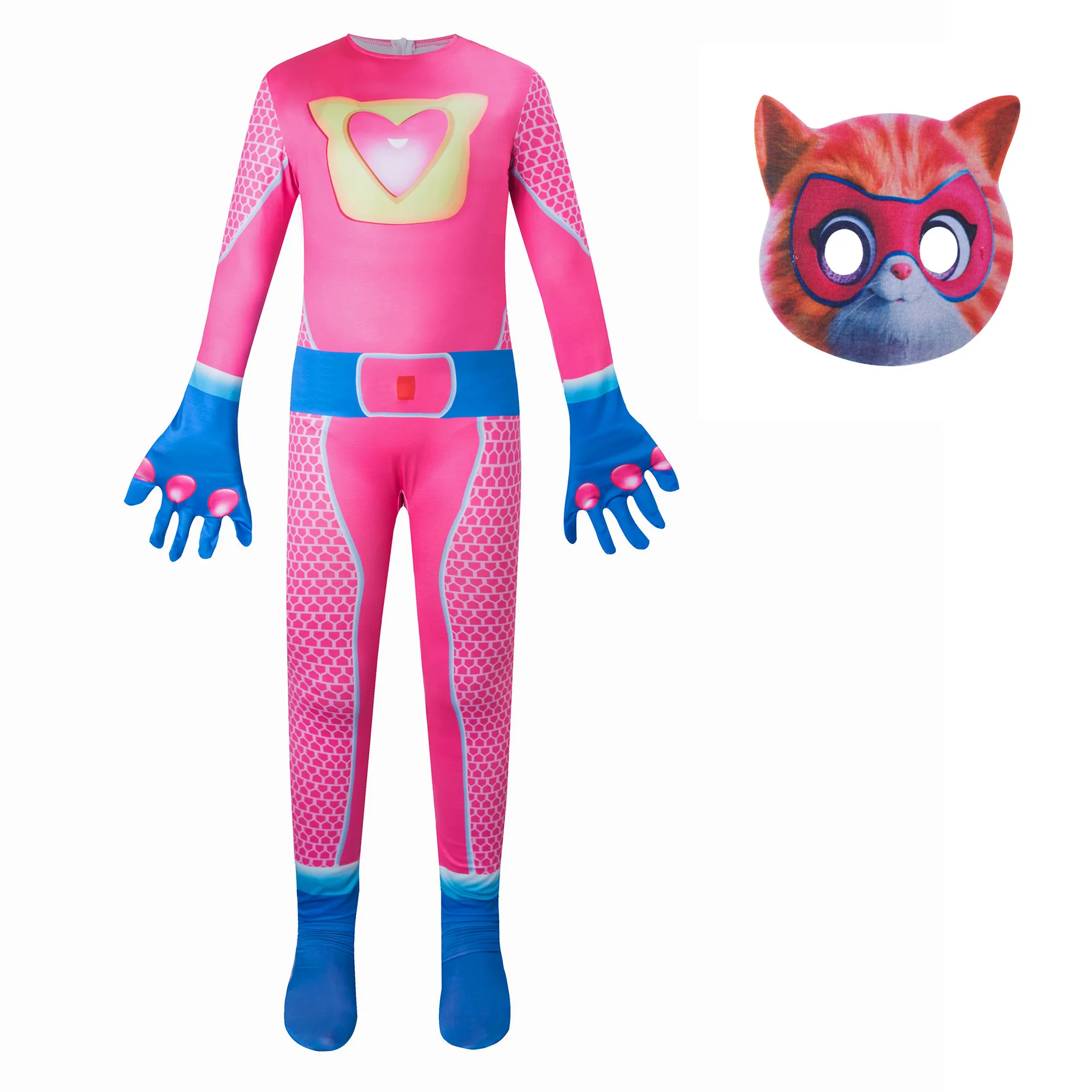 

SuperKitties jumpsuit, tight fitting Halloween fun costume, stage performance costumes, super cats