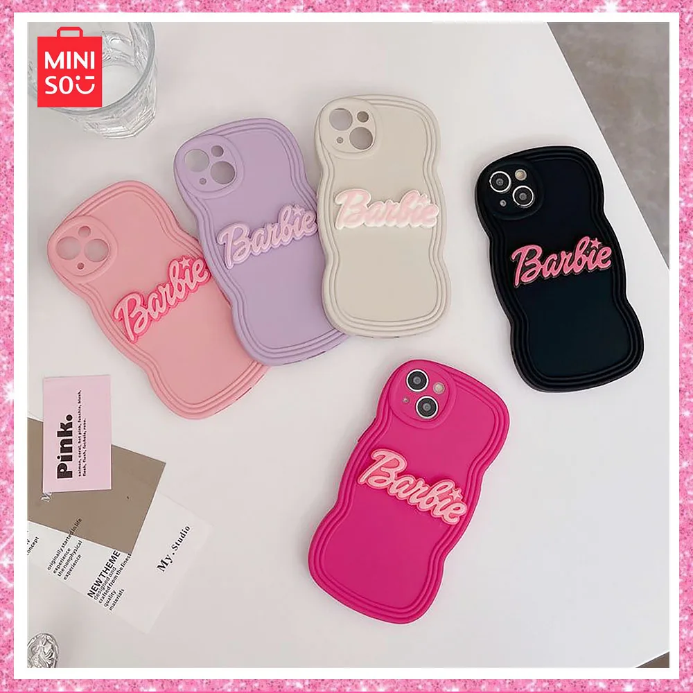 

2024Miniso Barbie Sweet Cool Dopamine Wave English Gradient Dustproof Dropproof Phone Case Iphone 11/12/13/14 Promax Birthday