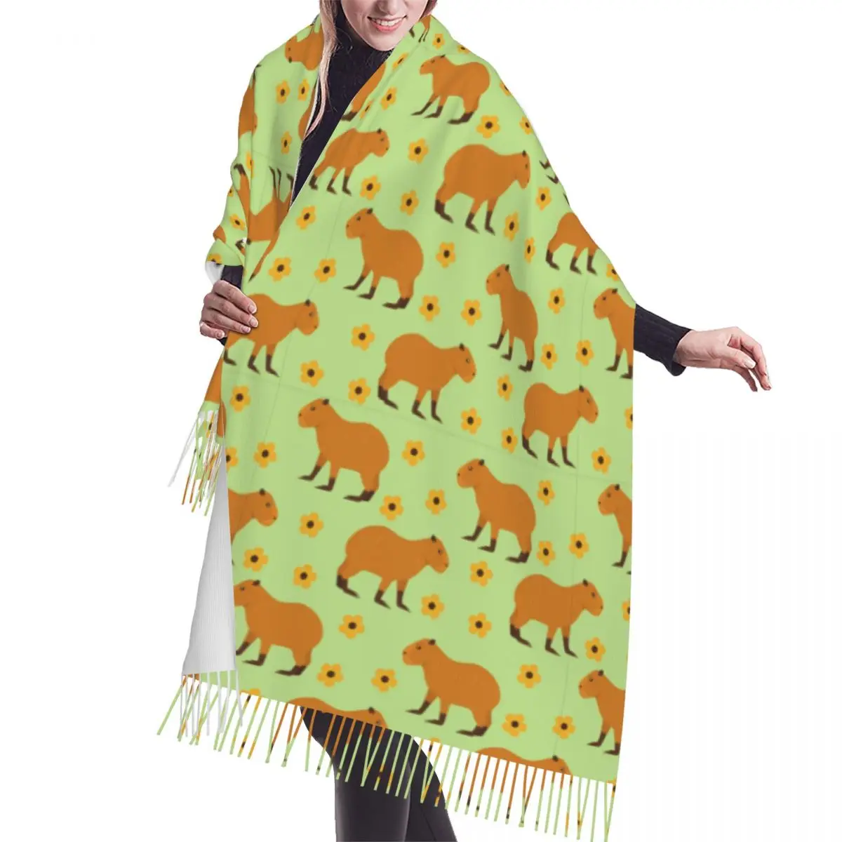 Luxury Capybara With Flowers Pattern Tassel Scarf Women Winter Fall Warm Shawl Wrap Ladies Fashion Versatile Female Scarves
Luxury Capybara With Flowers Pattern Tassel Scarf Women Winter Fall Warm Shawl Wrap Ladies Fashion Versatile Female Scarves