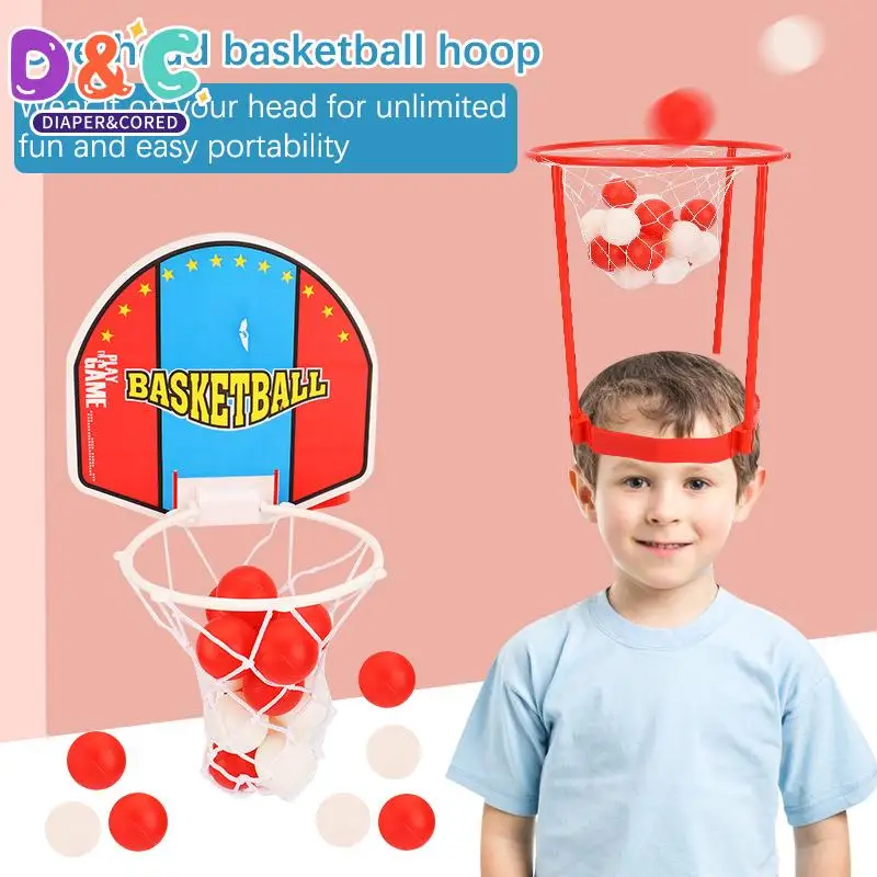 

2023New 1Pack Head Hoop Basketball Party Game For Kids And Adults Carnival Game Adjustable Basketball Net Headband With 20 Balls