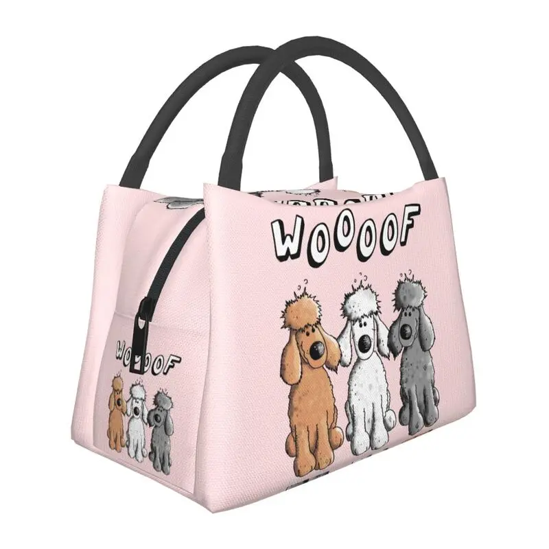 

Woof Poodles Portable Lunch Box Cartoon Poodle Dog Cooler Thermal Food Insulated Lunch Bag Travel Work Pinic Container