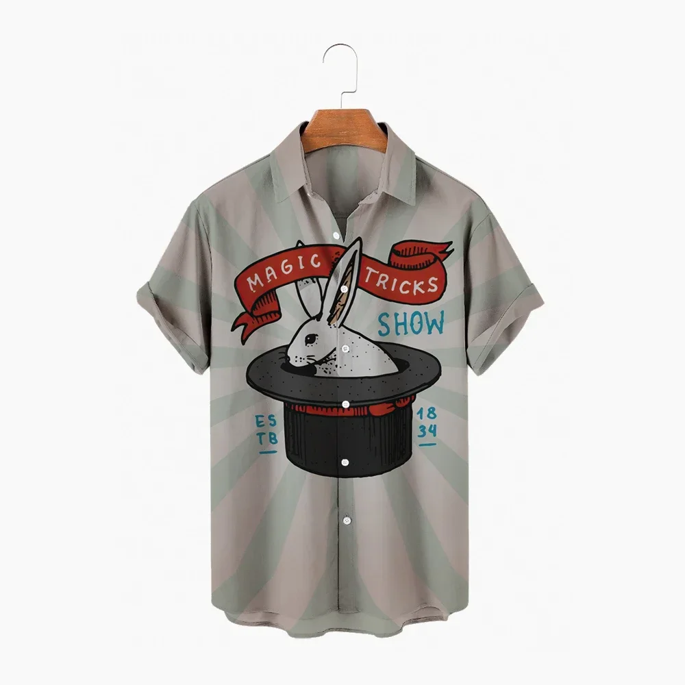 

Мужская пляжная рубашка с короткими рукавами, Повседневная гавайская рубашка большого размера с 3d-цирковым принтом, лето 2024