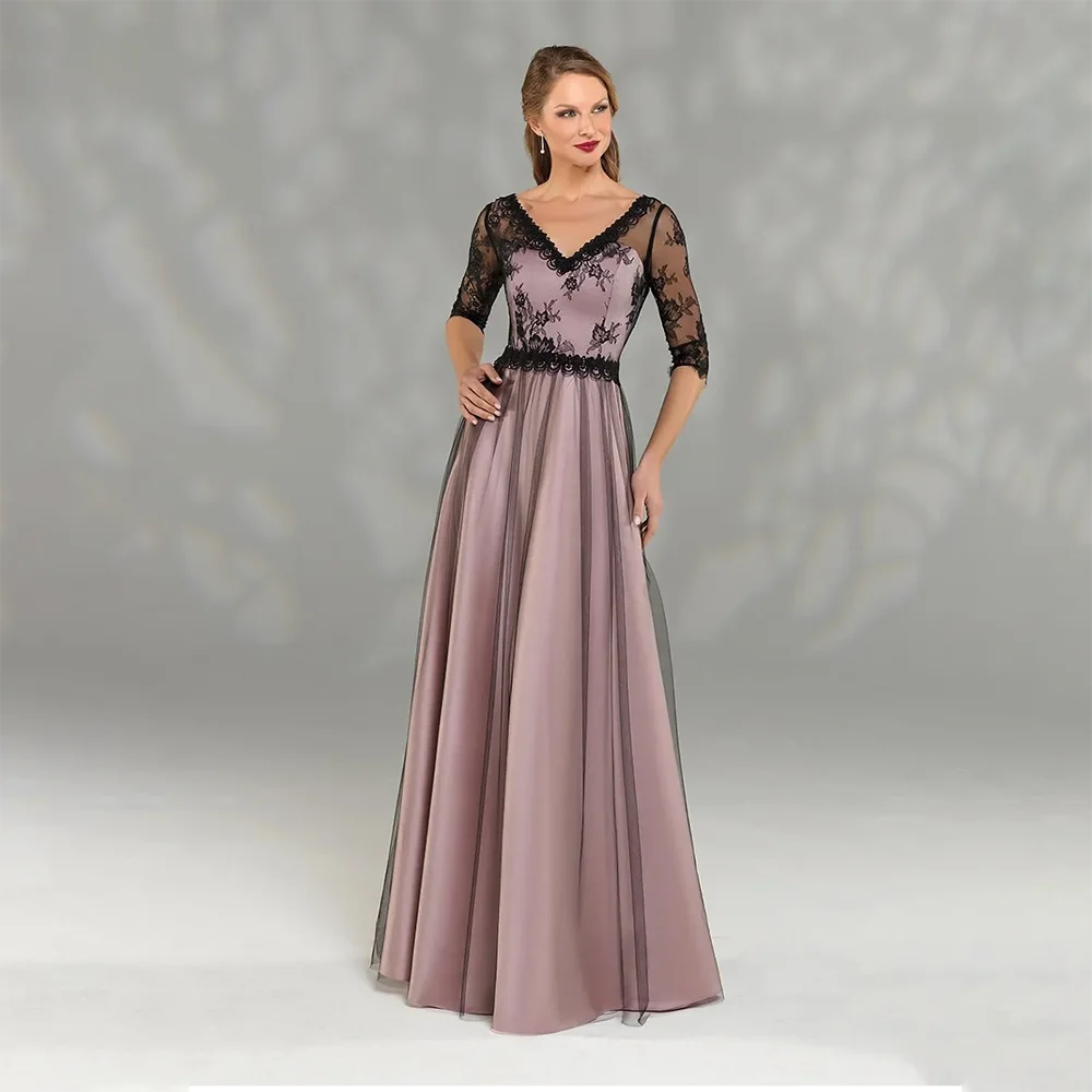 V-neck 3/4 Long Sleeve Tulle Lace Applique Mother Of The Bride Dress Floor Length Custom Made Formal Party Dress
V-neck 3/4 Long Sleeve Tulle Lace Applique Mother Of The Bride Dress Floor Length Custom Made Formal Party Dress