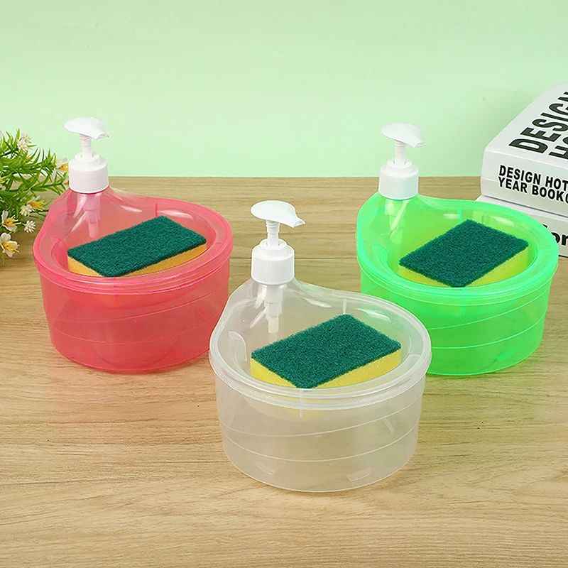 

1000ml Soap Dispenser and Scrubber Holder Multi-functional Cafe Dishwashing Container Manual Sink Dish Washing Soap Dispenser