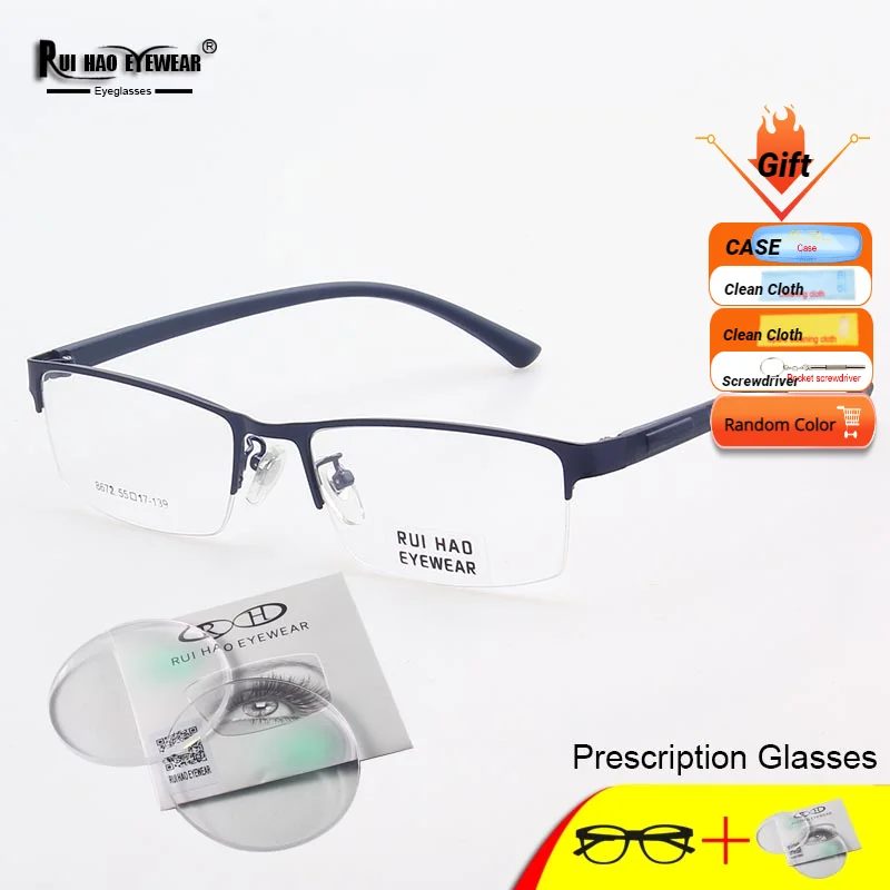 

Rectangle Frame Customize Prescription Eyeglasses Glasses Frame Men Fill Optical Lenses Myopia Reading Progressive Spectacles