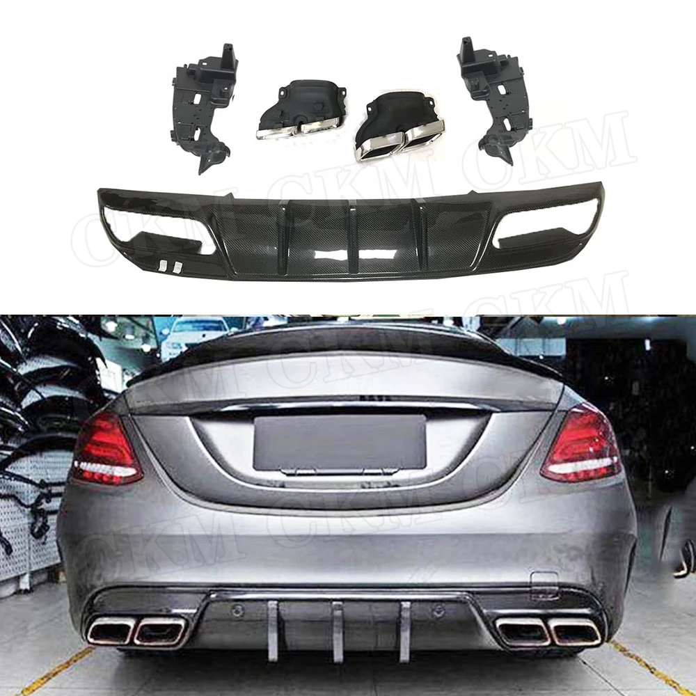 Carbon Fiber Rear Bumper Diffuser With Exhaust Tips for Mercedes Benz C class W205 C43 C63 AMG Sedan Sport 2015-2019
Carbon Fiber Rear Bumper Diffuser With Exhaust Tips for Mercedes Benz C class W205 C43 C63 AMG Sedan Sport 2015-2019
