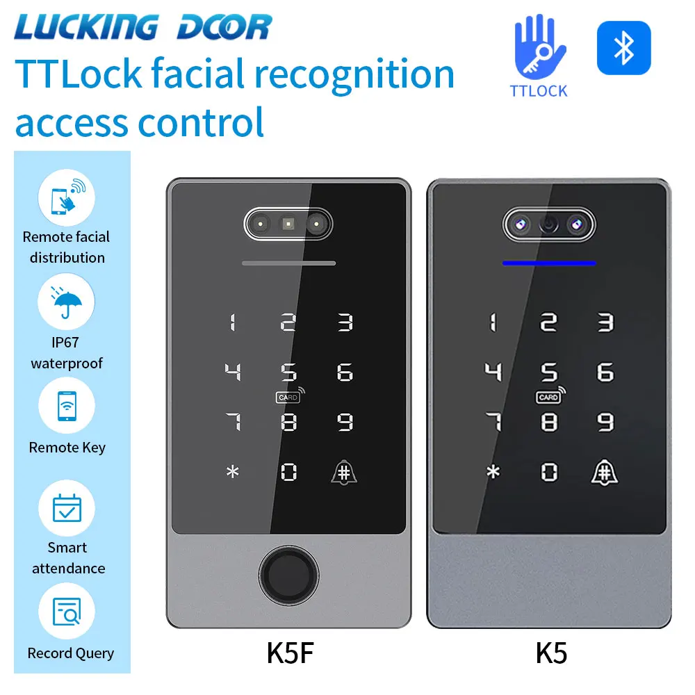 

TTLock Face Recognition Access Control Keypad Standalone Waterproof Fingerprint Access Controller for Door Lock TTRenting Cloud