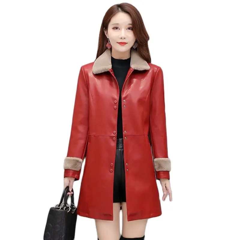 Add Velvet Leather Clothing Female 2023 New Women PU Leather Jackets Autumn Winter Coat Mid-Length Pi Windbreaker Outerwear
Add Velvet Leather Clothing Female 2023 New Women PU Leather Jackets Autumn Winter Coat Mid-Length Pi Windbreaker Outerwear