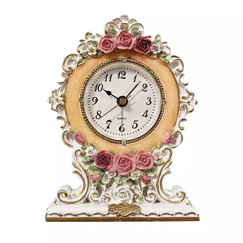 European Style Countryside Rose Desk Clock, Resin Creative Three-Dimensional Home Decoration Clock 
European Style Countryside Rose Desk Clock, Resin Creative Three-Dimensional Home Decoration Clock