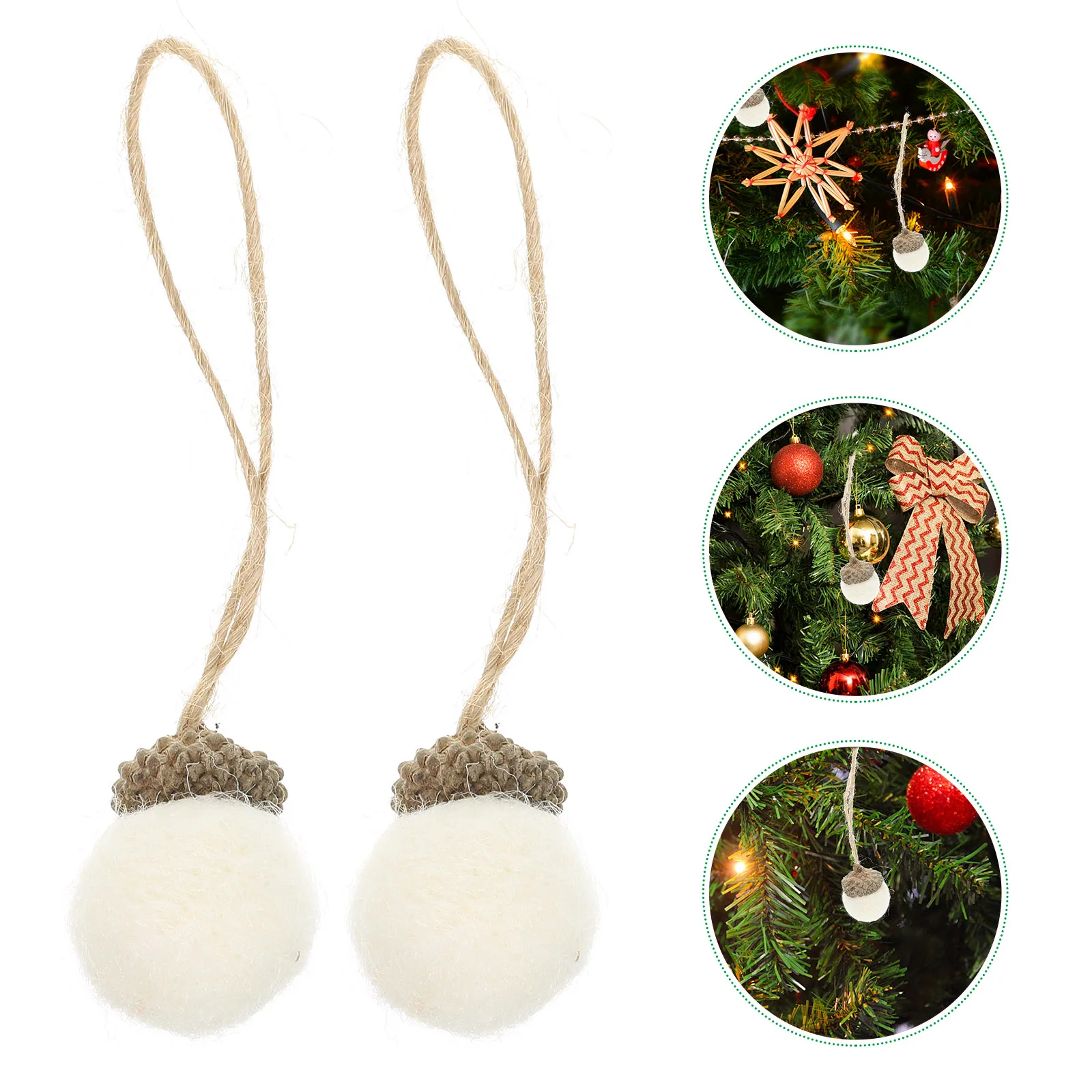 White Felt Pinecone Christmas Ornaments - 10 Piece Holiday Set 3 Sfe8c37f63ad8485e90682c280de88c903
