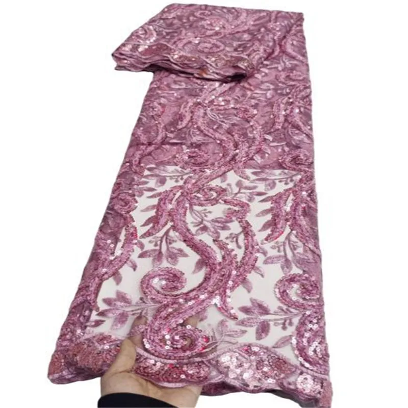 Pink High Quality African Lace Fabric Sequins Lace Fabric with Sequins Embroidery Nigerian Tulle Mesh Lace Fabric for Sewing
Pink High Quality African Lace Fabric Sequins Lace Fabric with Sequins Embroidery Nigerian Tulle Mesh Lace Fabric for Sewing