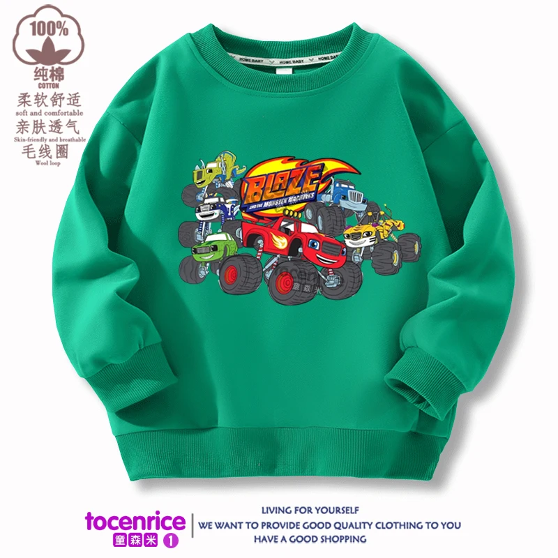 

2024 New Kids Blaze and The Monster Machines Zeg Print Hoodies Boys Girls Sweatshirts Toddler Children Pullovers Tops Coat