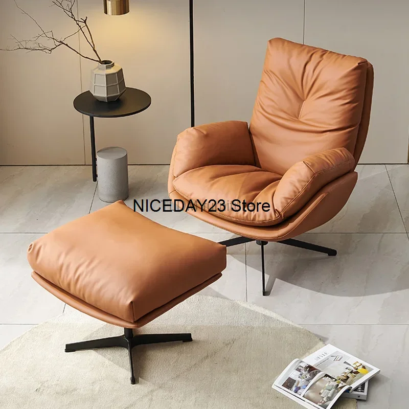 

Роскошные поворотные стулья для гостиной, роскошные кожаные кресла для отдыха в скандинавском стиле, Офисная Удобная уличная мебель