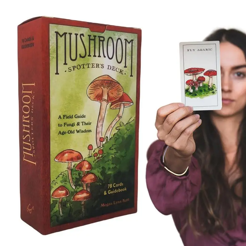 

78Pcs Tarot Cards Portable Mushroom Spotters Deck Mysterious Divination Card Psychological Oracle Deck For Future And Past