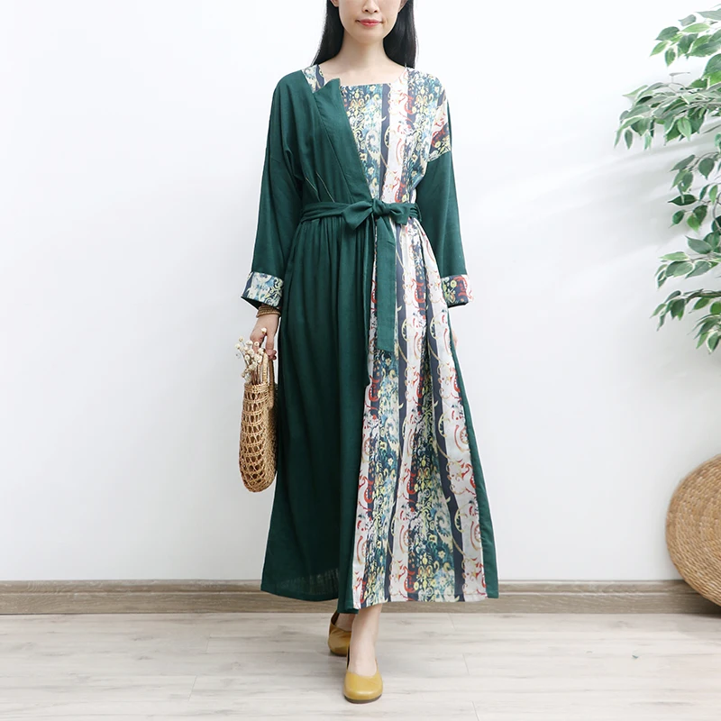 TIYIHAILEY Free Shipping Women Long Maxi Full Sleeve Cotton And Linen Spring Autumn Dresses With Belt S-XL Green Patchwork Print
TIYIHAILEY Free Shipping Women Long Maxi Full Sleeve Cotton And Linen Spring Autumn Dresses With Belt S-XL Green Patchwork Print