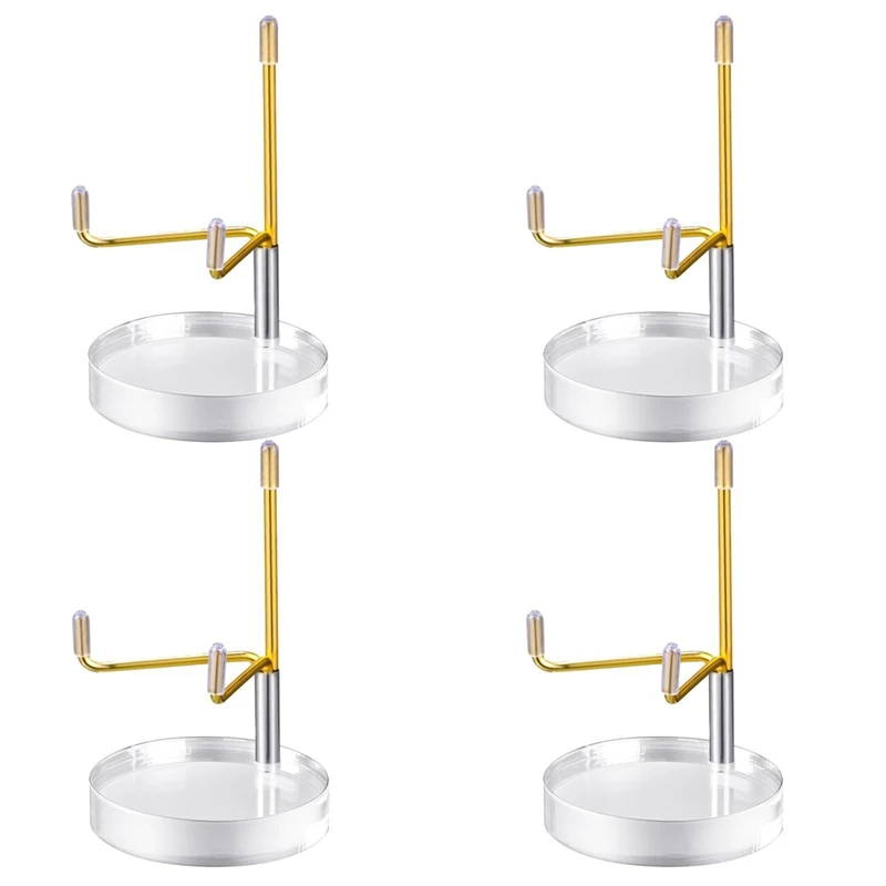

4 Pcs Clear Acrylic Display Stand Holder With Adjustable Metal Arms Display Stand Easel For Crystal Gemstones Rock Easy Install