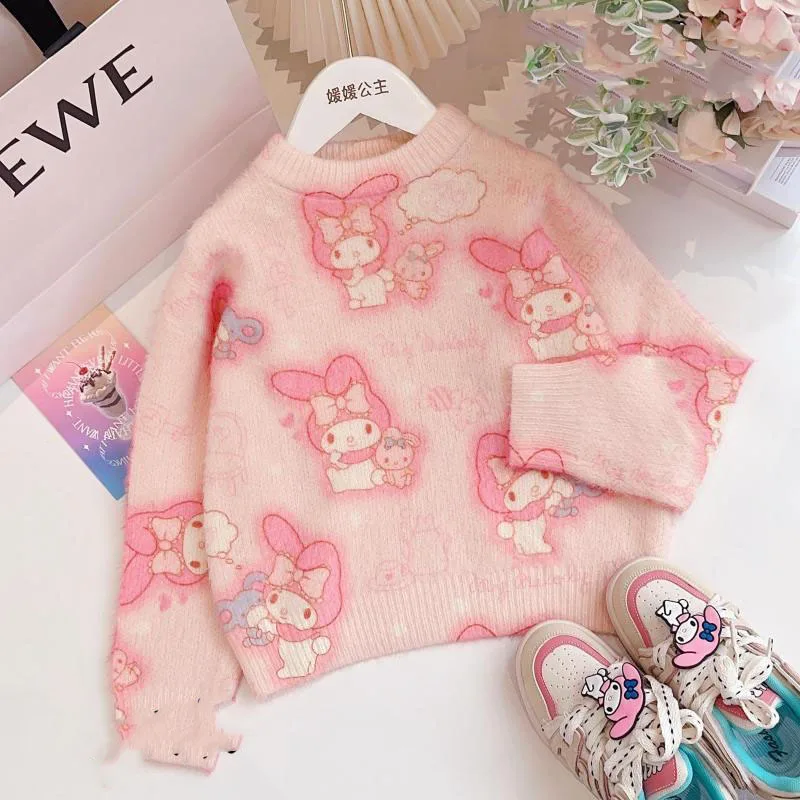 New Kawaii Sanrio Children's Sweater Kuromi My Melody Accessories Cute Anime Autumn and Winter Leisure Pullover Toys Girls Gift 
New Kawaii Sanrio Children's Sweater Kuromi My Melody Accessories Cute Anime Autumn and Winter Leisure Pullover Toys Girls Gift