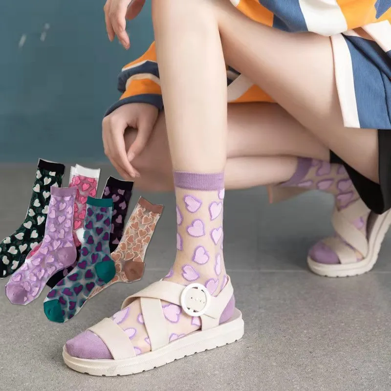 Spring Summer New Medium Tube Glass Fiber Socks Thin Breathable Socks Love Crystal Silk Japanese Cotton JK Socks cute socks
Spring Summer New Medium Tube Glass Fiber Socks Thin Breathable Socks Love Crystal Silk Japanese Cotton JK Socks cute socks