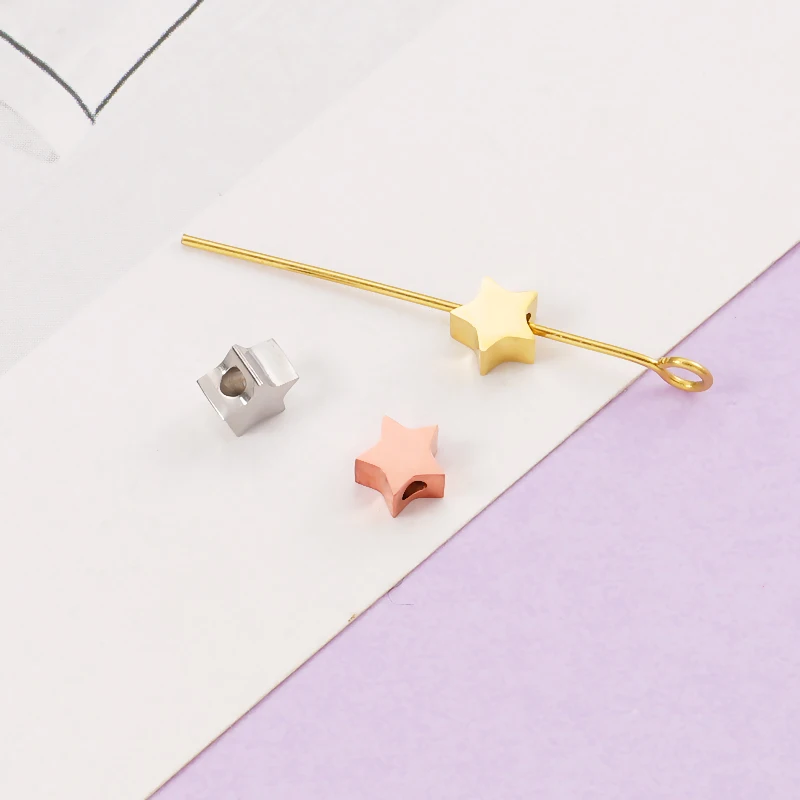 

LUFFY 10pcs 3D Star Charms 5mm, Gold plated Stainless Steel, Pentagram Beads, Five-pointed Star Pendants, Tiny Star Findings