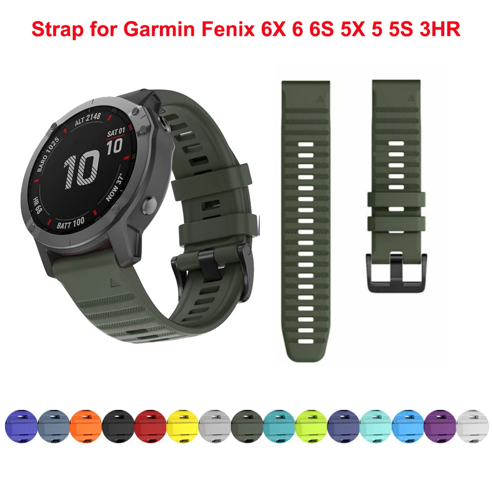 

26mm 22mm Quick Release Silicone Watchband Wrist strap for Garmin Fenix 6 6S 6X 7X 7 5X 5 5S 3 HR Watch Easyfit Watch Wrist Band