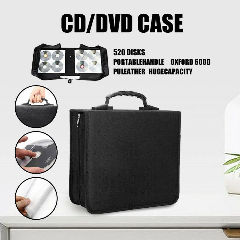 520 Slots CD Storage Bag Box Large Capacity Portable Portable CD Bags DVD Case PU Leather Storage Holder Booklet Bag Box Sleeves
520 Slots CD Storage Bag Box Large Capacity Portable Portable CD Bags DVD Case PU Leather Storage Holder Booklet Bag Box Sleeves