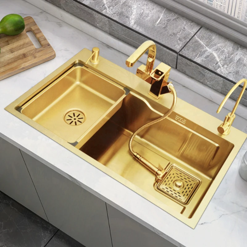 Nano Golden Kitchen Sink 304 Stainless Steel Sinks Above Counter Or Udermount Vegetable Washing Basin Sinks With Faucet Drain
Nano Golden Kitchen Sink 304 Stainless Steel Sinks Above Counter Or Udermount Vegetable Washing Basin Sinks With Faucet Drain