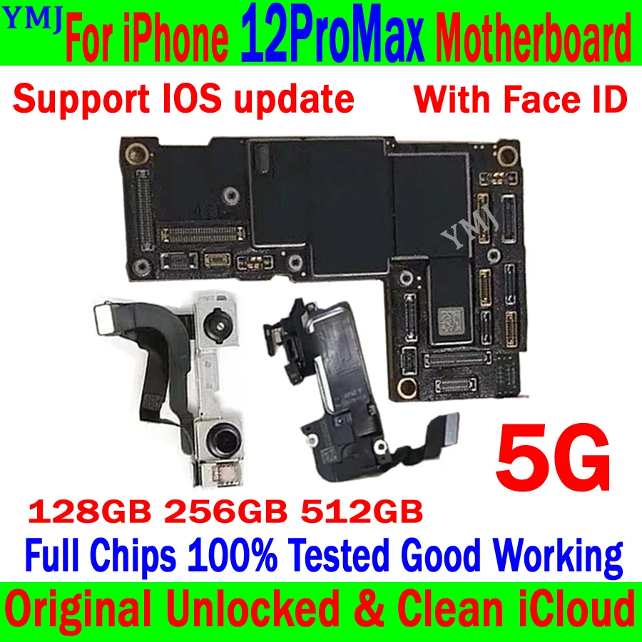 For IPhone 12 Pro Max Motherboard With/No Face ID Logic Board Original Unlock Clean Icloud For IPhone 12 PRO MAX Mainboard Teste
For IPhone 12 Pro Max Motherboard With/No Face ID Logic Board Original Unlock Clean Icloud For IPhone 12 PRO MAX Mainboard Teste