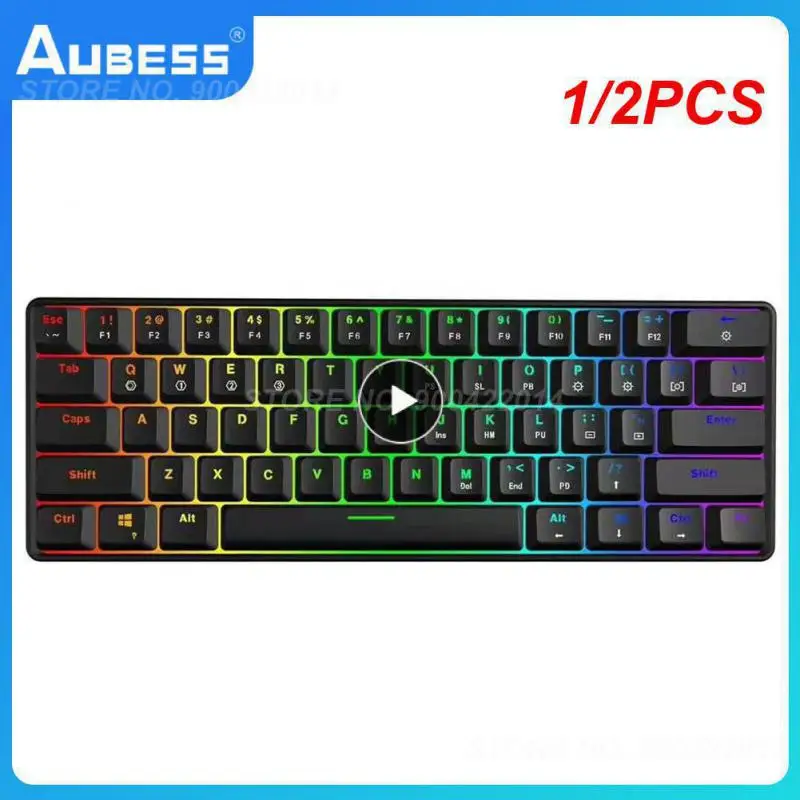 

1/2PCS SK61 61 Key Mechanical Keyboard USB Wired LED Backlit Axis Gaming Mechanical Keyboard Gateron Optical Switches For