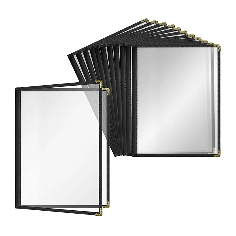 12 Pack Cafe Style Menu Cover A4 Menu Protective Case Double Stitch Edge (Black, 2 Pages/4 Views - 8.5 Inch X 11 Inch)
12 Pack Cafe Style Menu Cover A4 Menu Protective Case Double Stitch Edge (Black, 2 Pages/4 Views - 8.5 Inch X 11 Inch)