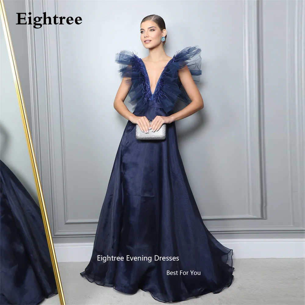 Eightree Navy Blue Prom Dresses Modern Tulle Deep V Neck Ruffles Long A Line Formal Evening Dresses Robes De Soirée 2023
Eightree Navy Blue Prom Dresses Modern Tulle Deep V Neck Ruffles Long A Line Formal Evening Dresses Robes De Soirée 2023