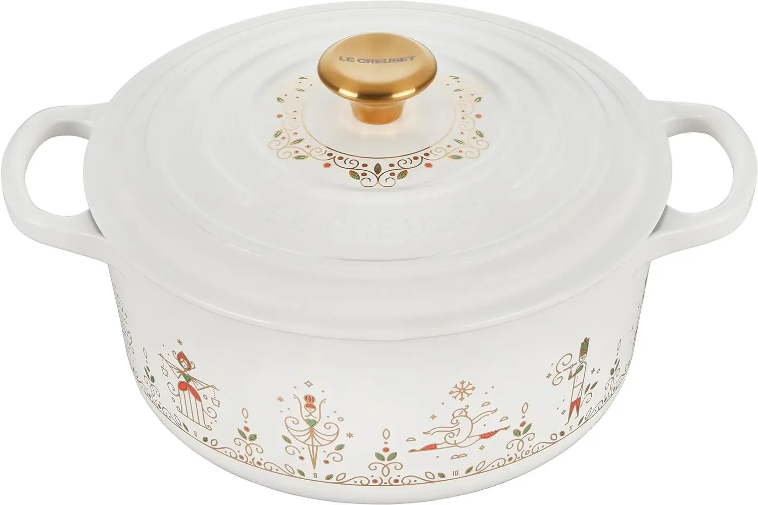 

Le Creuset Noël Collection Enameled Cast Iron 12 Days of Christmas Round Dutch Oven, 3.5 qt., White