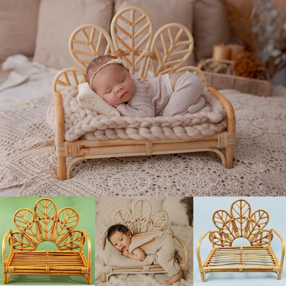 

Реквизит для фотосъемки новорожденных ротанговая скамейка цветок Павлин Стул кровать бамбуковая кроватка мальчик девочка сеанс позирование мебель аксессуары