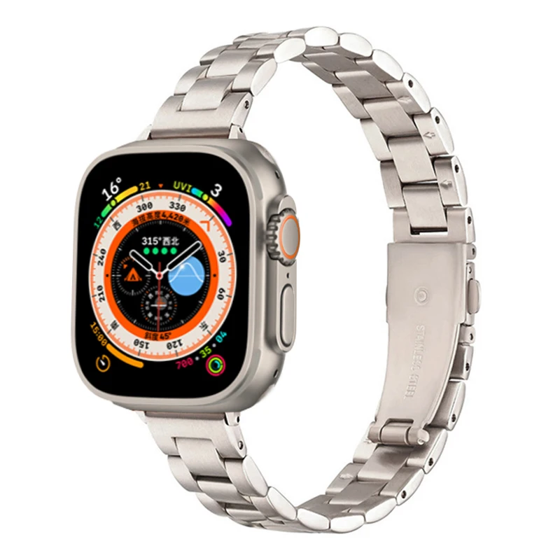 

Тонкий ремешок для Apple Watch Band 40 мм 41 мм 38 мм 44 мм 45 мм 49 мм, тонкий металлический браслет из нержавеющей стали для iwatch series SE 8 7 6 3 Ultra