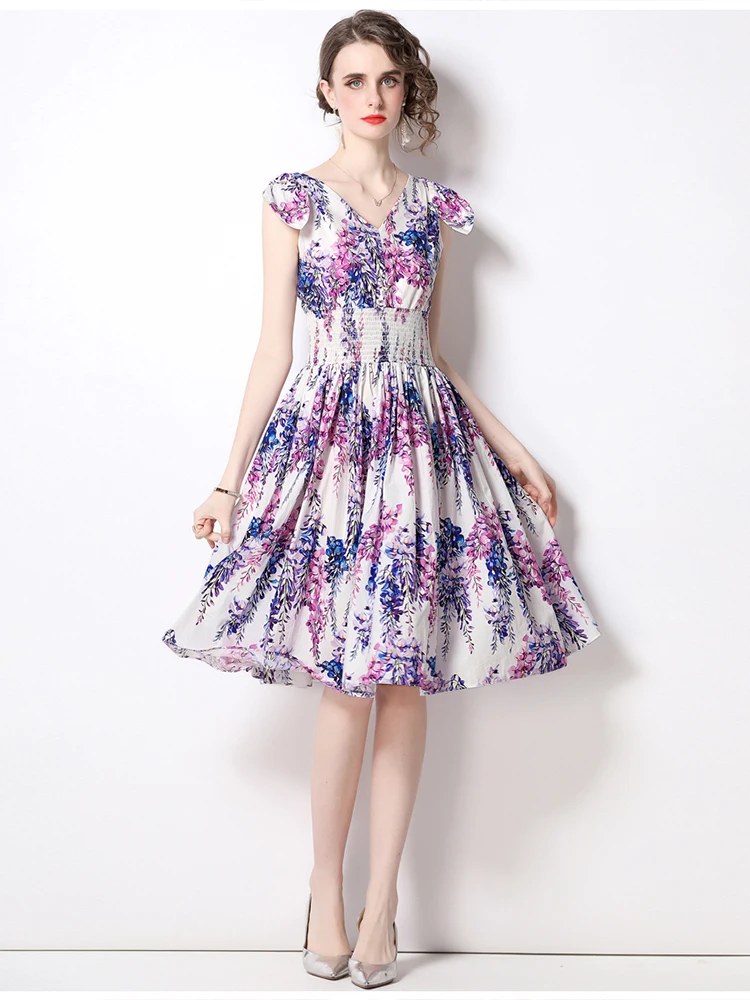 Banulin Summer Runway Designer Beach Mini Dress Women's V-Neck Floral Print High Elastic Waist Bow Spaghetti Tank Dress N7093
Banulin Summer Runway Designer Beach Mini Dress Women's V-Neck Floral Print High Elastic Waist Bow Spaghetti Tank Dress N7093