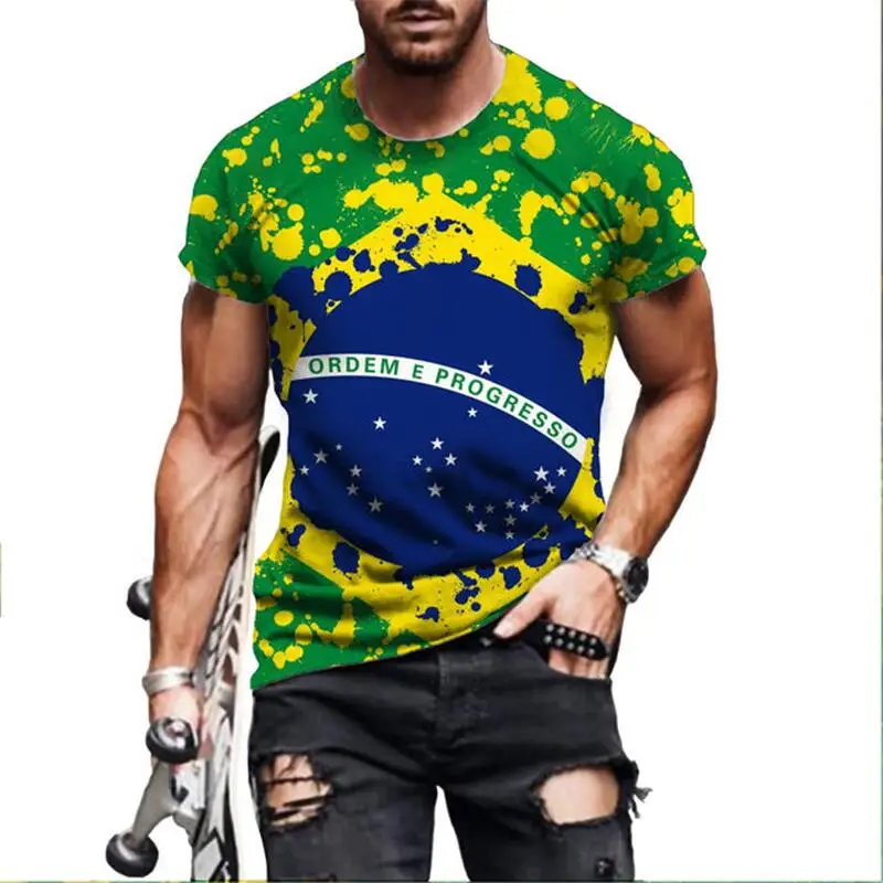 2022 Outdoor Brazil Flag Men's T-shirt 3D Print Fashion Summer Short Sleeve Street Top O Neck Large Size Loose Comfortable Top
2022 Outdoor Brazil Flag Men's T-shirt 3D Print Fashion Summer Short Sleeve Street Top O Neck Large Size Loose Comfortable Top