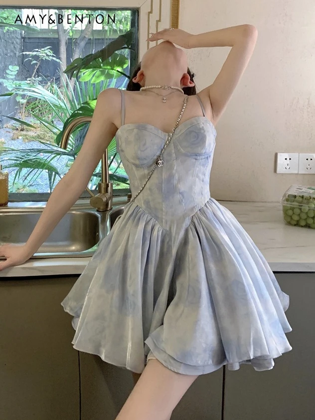 Sexy Hot Girl Tie-Dyed Sling Dress for Women Summer New Sweet Cute Princess Ball Gown Dresses Stitching Mesh Lolita A-line Dress
Sexy Hot Girl Tie-Dyed Sling Dress for Women Summer New Sweet Cute Princess Ball Gown Dresses Stitching Mesh Lolita A-line Dress