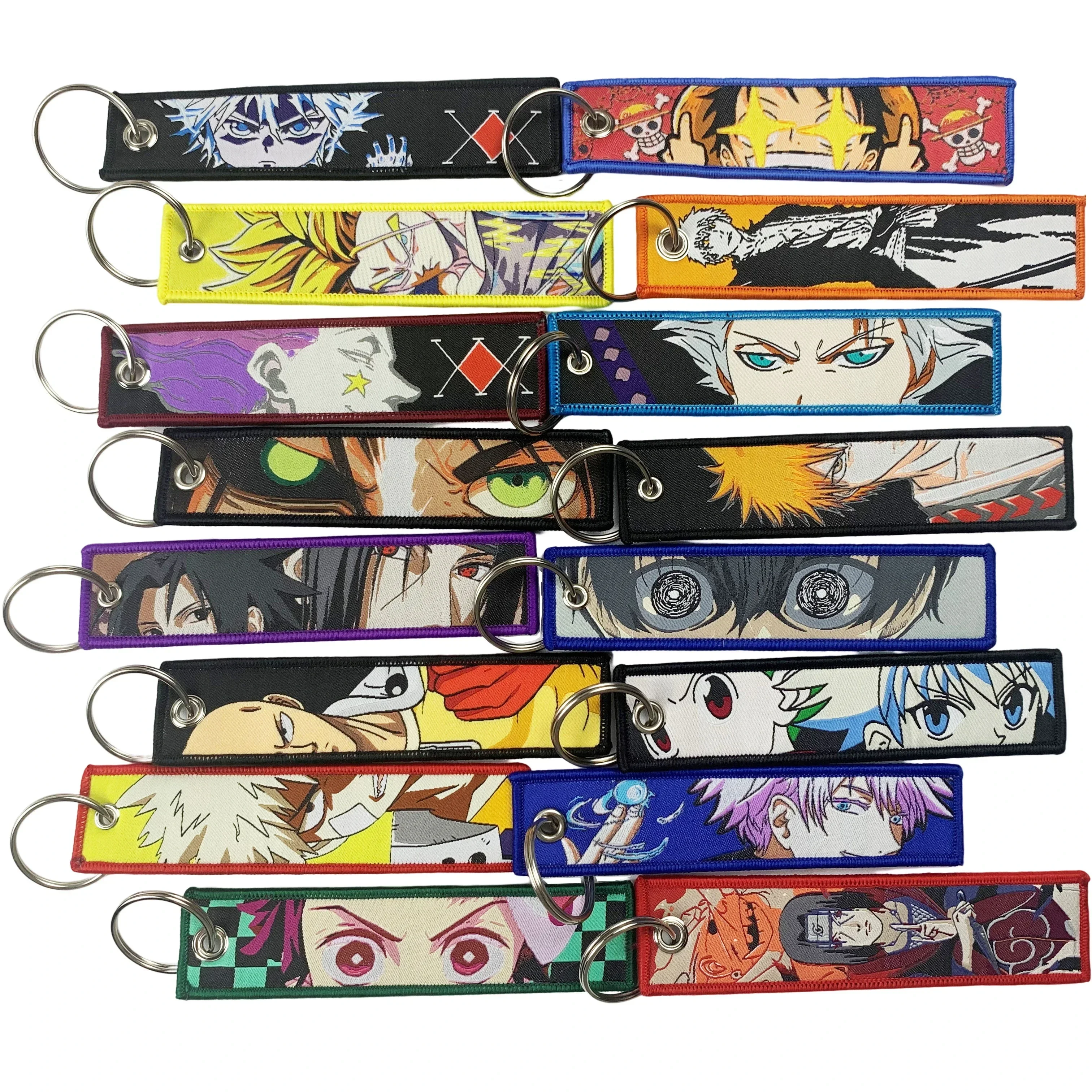 

More Than 100 Designs Anime Embroidered Keys Tag Keychains Jet Tag Cool Keyring Holder Car Keys Bag Jewelry Accessories Gifts