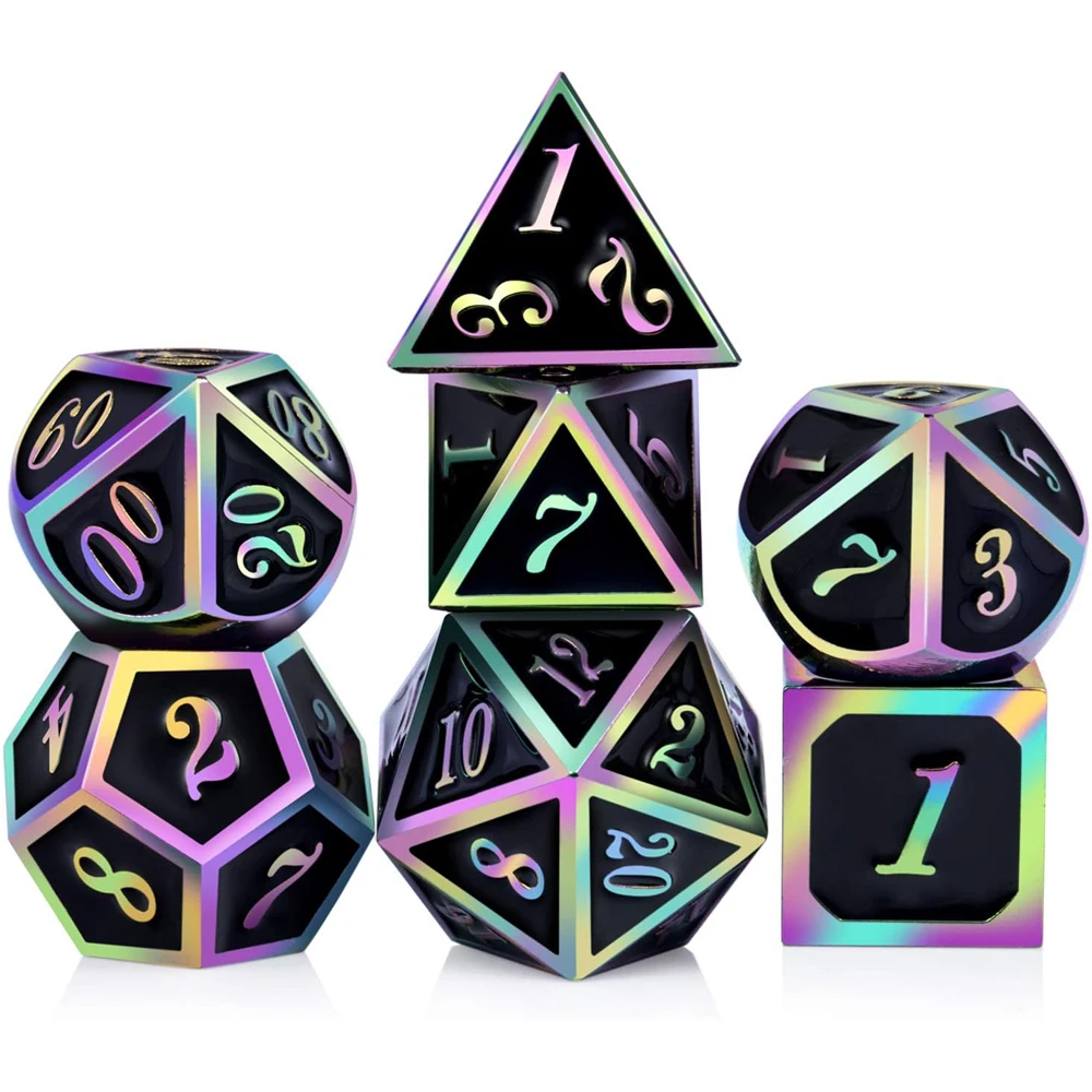 Набор металлических игральных костей D & D, набор из 7 металлических многогранных костей с золотым номером для подземей и драконов DND, ролевые игры
Набор металлических игральных костей D & D, набор из 7 металлических многогранных костей с золотым номером для подземей и драконов DND, ролевые игры