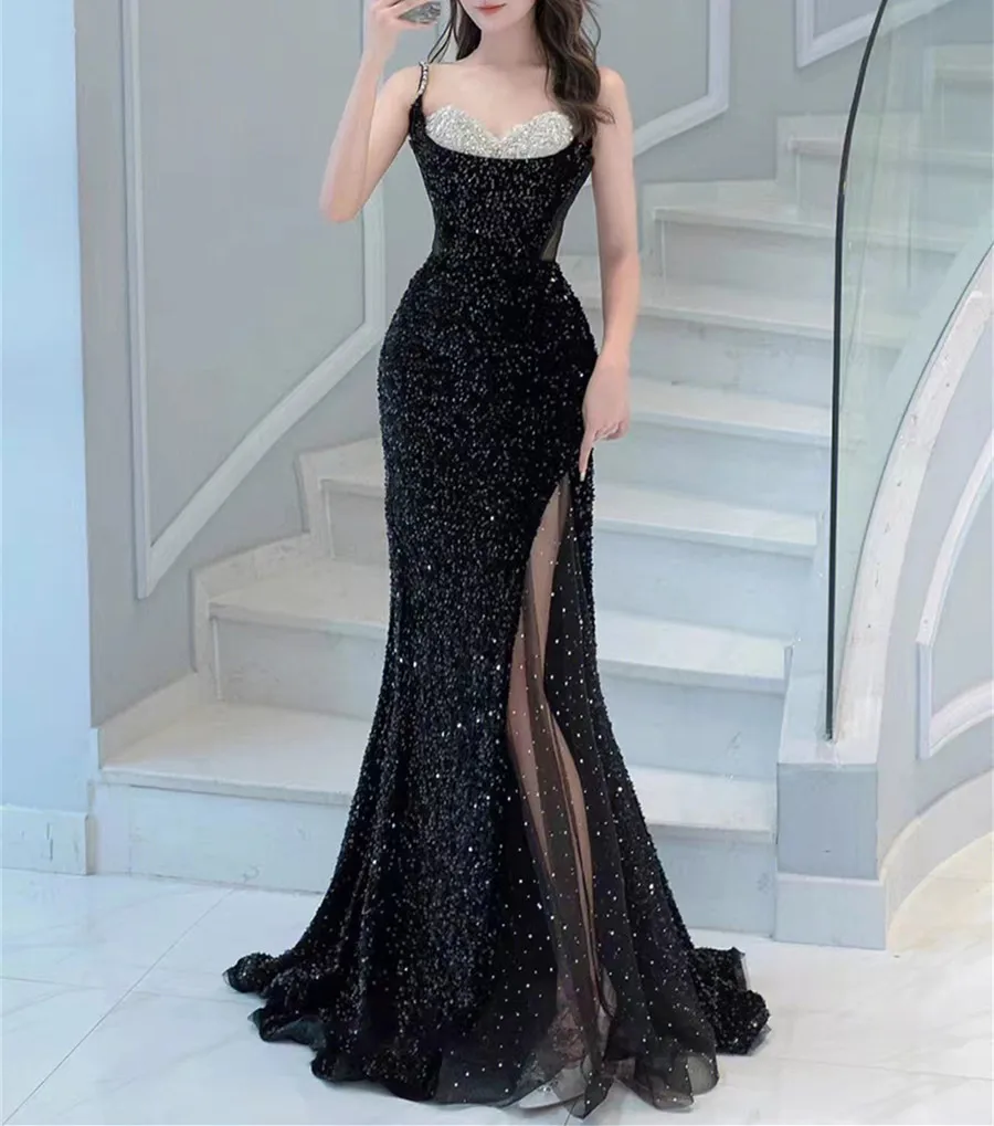 Red Sequin Elegant Spaghetti Strap Evening Dress Luxury Elegant High Slit Beaded Prom Party Birthday Party Robe Para Mujer 2023
Red Sequin Elegant Spaghetti Strap Evening Dress Luxury Elegant High Slit Beaded Prom Party Birthday Party Robe Para Mujer 2023