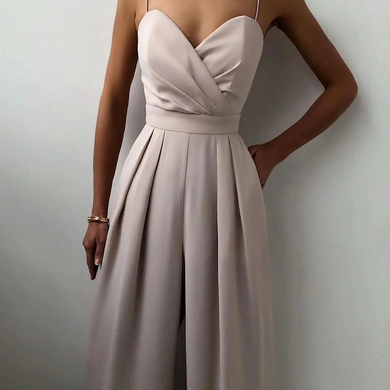 2021 Women's Sexy Joker Spaghetti Strap Solid Elegant High Waist Wide Leg Pink Jumpsuits Spring Chiffon European and American
2021 Women's Sexy Joker Spaghetti Strap Solid Elegant High Waist Wide Leg Pink Jumpsuits Spring Chiffon European and American
