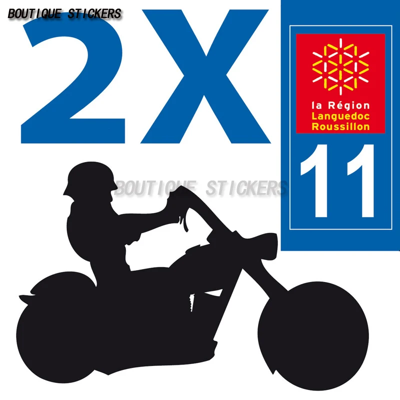 

2Pcs style motorcycle license plate department 11, 28, 53, 67, 68, 73, 79, 971 license plate stickers waterproof PVC stickers