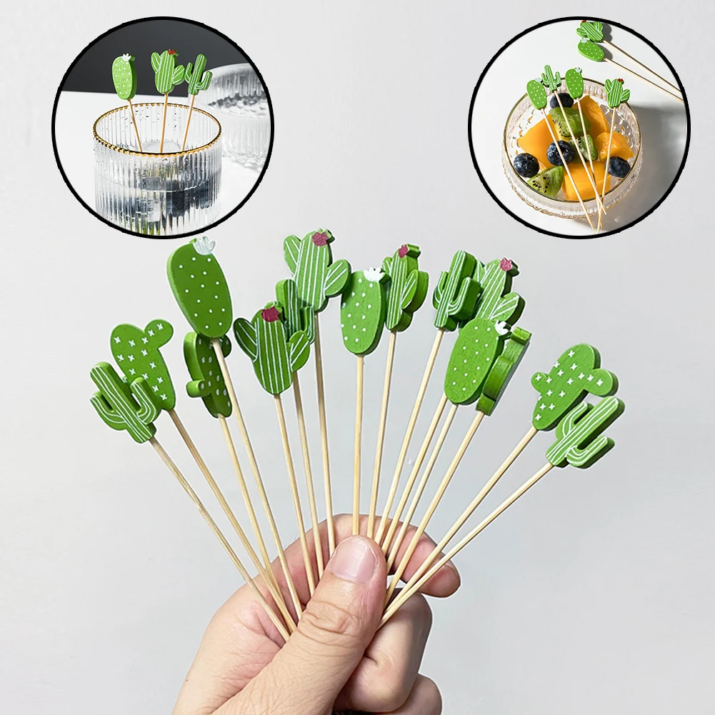 

100PCS Bamboo Decorative Toothpicks 12cm Cocktail Picks Disposable Fruit Sticks Buffet Birthday Wedding Party Food Decoration