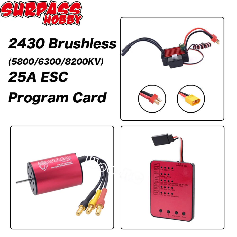 SURPASS HOBBY motor Waterproof 2430 Brushless Motor 25A ESC Program Card 6300KV for 1/16 1/18 RC Drift Car Traxxas Trx4
SURPASS HOBBY motor Waterproof 2430 Brushless Motor 25A ESC Program Card 6300KV for 1/16 1/18 RC Drift Car Traxxas Trx4
