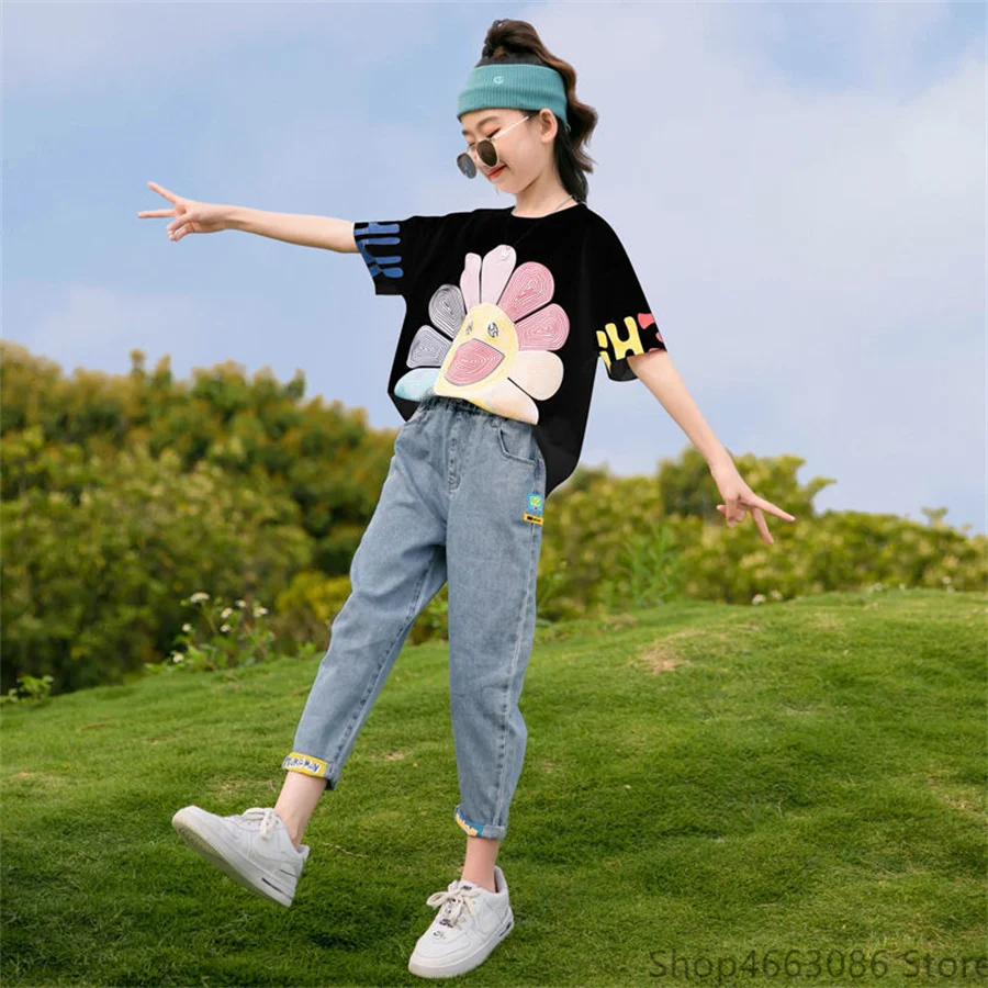 Teenager Summer Clothing Girl Clothes sun smile print Tops Short SleeveT-Shirt and Denim Pants Jeans Outfits 2PCS 6 8 10 12
Teenager Summer Clothing Girl Clothes sun smile print Tops Short SleeveT-Shirt and Denim Pants Jeans Outfits 2PCS 6 8 10 12