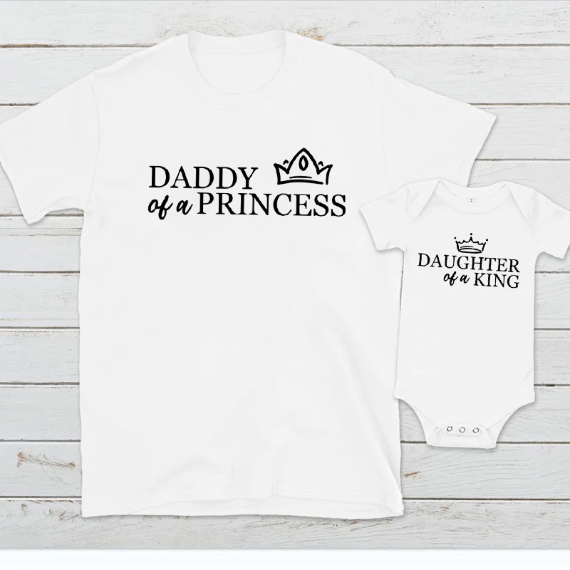 

Рубашка для папы принцессы, рубашка для дочери короля, одежда для маленькой девочки, рубашка для отца и ребенка, топы на День отца