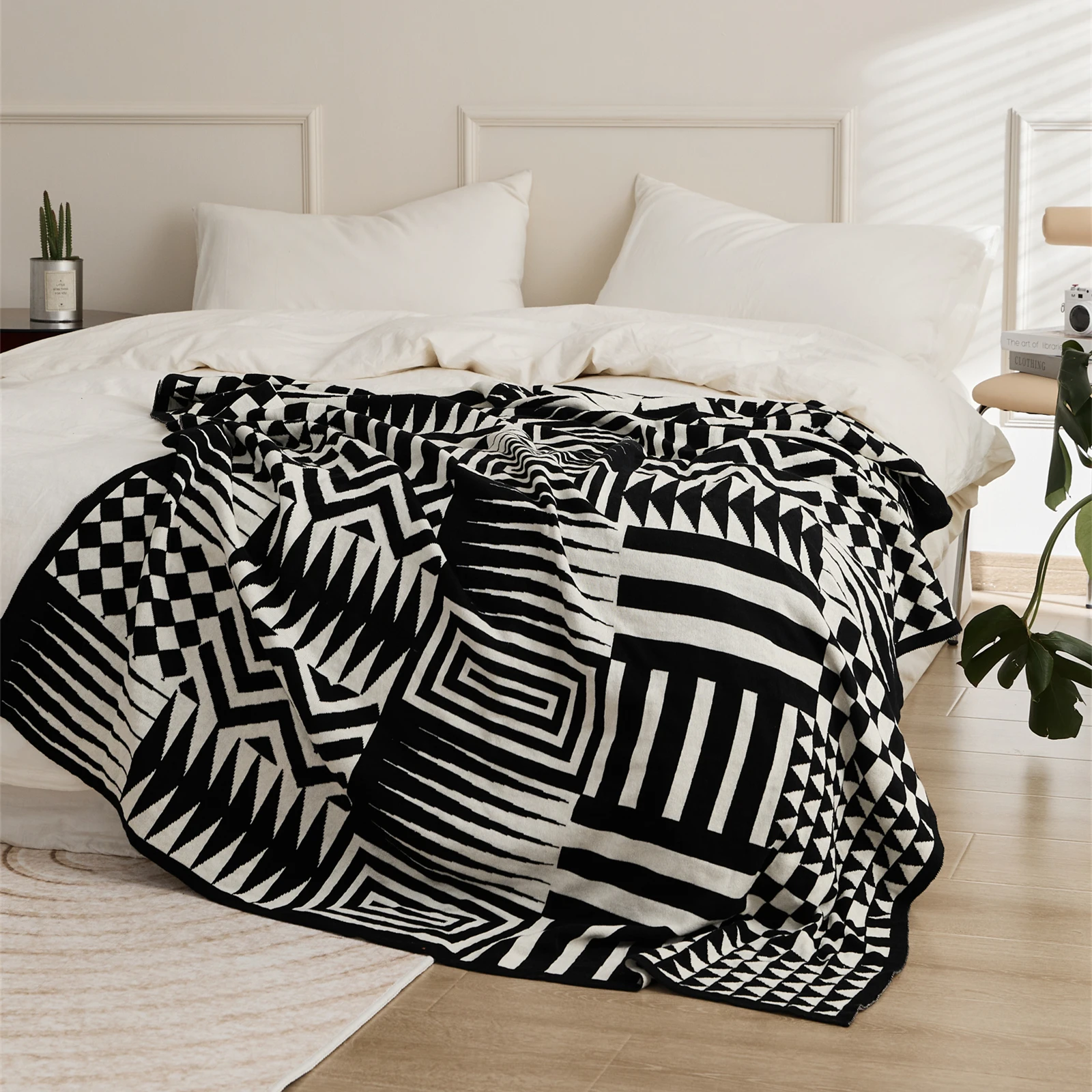 Geometric Knitted Blankets Spring Warm Casual Cotton Throw Jacquard Throw Blanket Bedroom Sofa Black White Geometric Blanket
Geometric Knitted Blankets Spring Warm Casual Cotton Throw Jacquard Throw Blanket Bedroom Sofa Black White Geometric Blanket