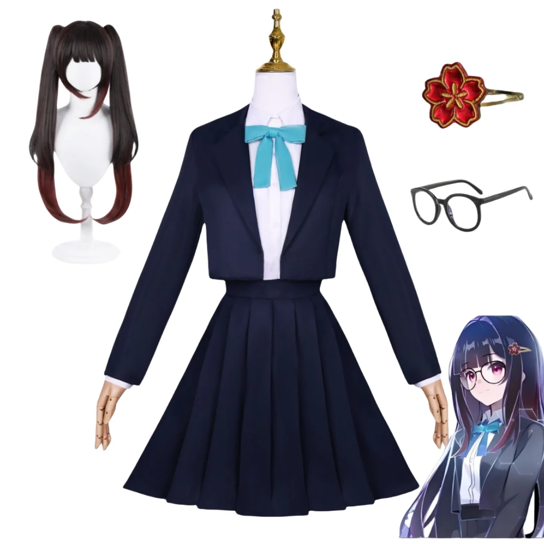 

Game Honkai Star Rail Sparkle Elation Cosplay Costume Wig Huahuo Masked Fools School Uniform JK Cute Sailor Dress Suit