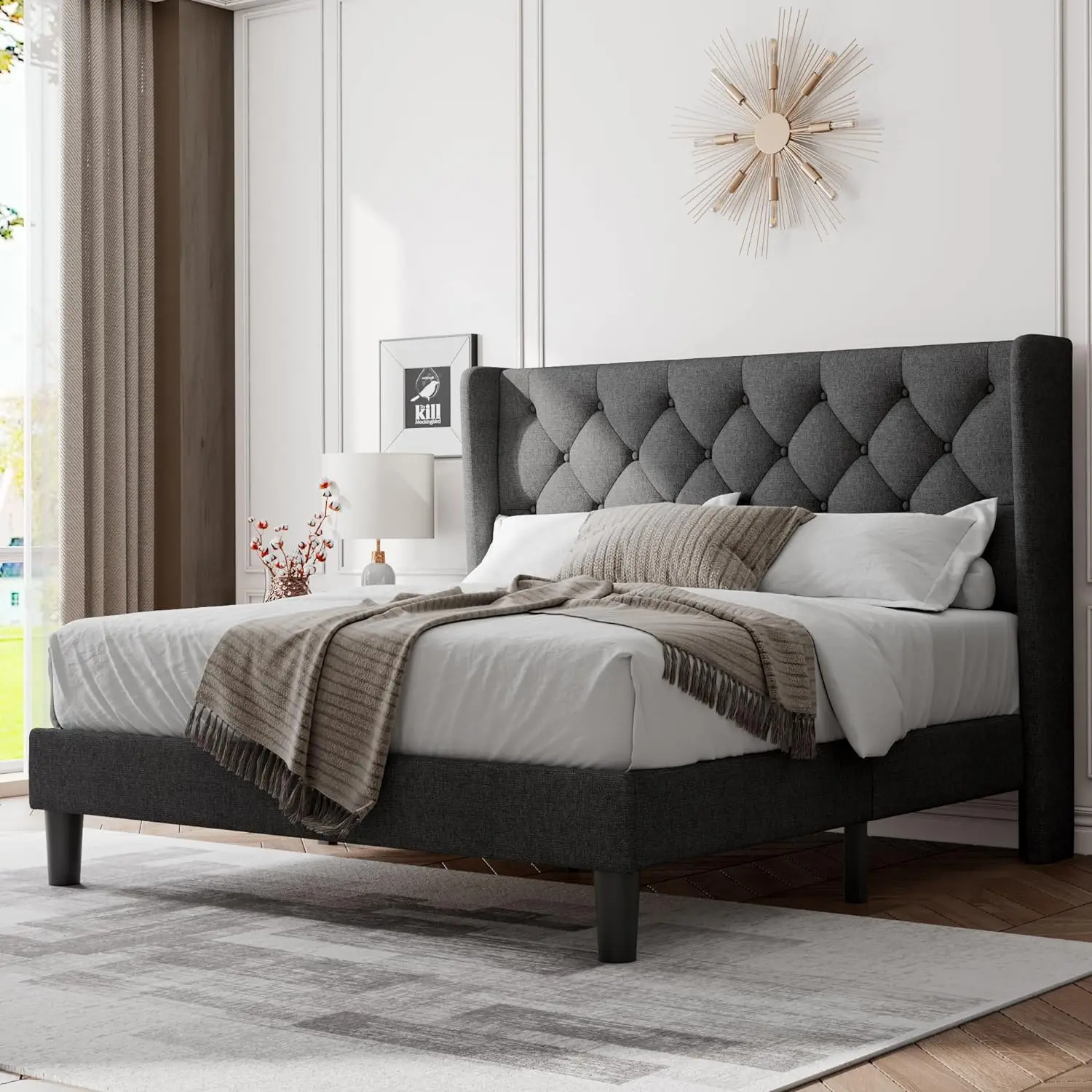 Feonase Full Size Bed Frame with Wingback, Upholstered Wingback Headboard, Platform Bed and Heavy Duty Wooden Slats Support,
Feonase Full Size Bed Frame with Wingback, Upholstered Wingback Headboard, Platform Bed and Heavy Duty Wooden Slats Support,
